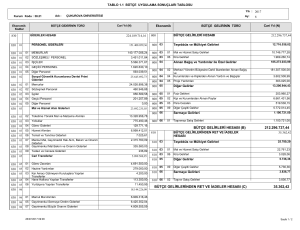 Tablo 1.1 Bütçe Uygulama Sonuçları Tablosu