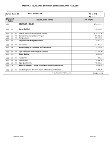 Gelirlerin Ekonomik Sınıflandırılması Tablosu