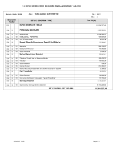 1.9 BÜTÇE GİDERLERİNİN EKONOMİK SINIFLANDIRILMASI