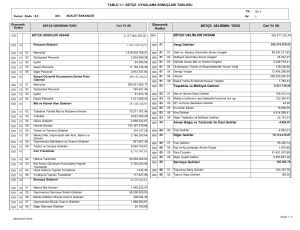 TABLO 1.1 BÜTÇE UYGULAMA SONUÇLARI TABLOSU 830 2.157