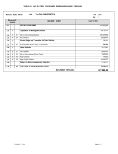 TABLO 1.2 GELİRLERİN EKONOMİK SINIFLANDIRILMASI