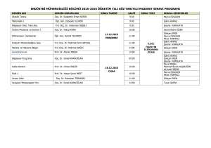 endüstri mühendisliği bölümü 2015-2016 öğretim yılı güz yarıyılı