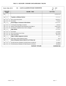 TABLO 1.2 GELİRLERİN EKONOMİK SINIFLANDIRILMASI