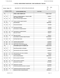 1.7 Bütçe Giderlerinin Fonksiyonel Sınıflandırılması Tablosu