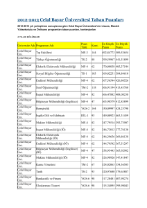 2012-2013 Celal Bayar Üniversitesi Taban Puanları