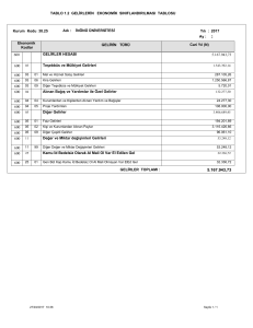 TABLO 1.2 GELİRLERİN EKONOMİK