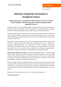 ING Bank Türkiye`den Amsterdam`a stratejik bir atama