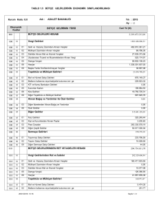 Bütçe Gelirlerinin Ekonomik Sınıflandırılması Tablosu