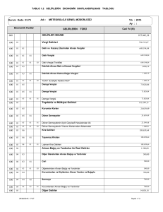 TABLO 1.2 GELİRLERİN EKONOMİK SINIFLANDIRILMASI