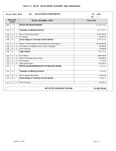 Tablo 1.5 Bütçe Gelirlerinin Ekonomik Sınıflandırılması tablosu