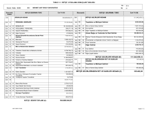 Bütçe Uygulama Sonuçları Tablosu